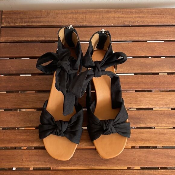 UGG Yarrow Espadrille Wedge Sandals Black Women Size 7.5/UK 5.5/EU 38.5 - Picture 5 of 13